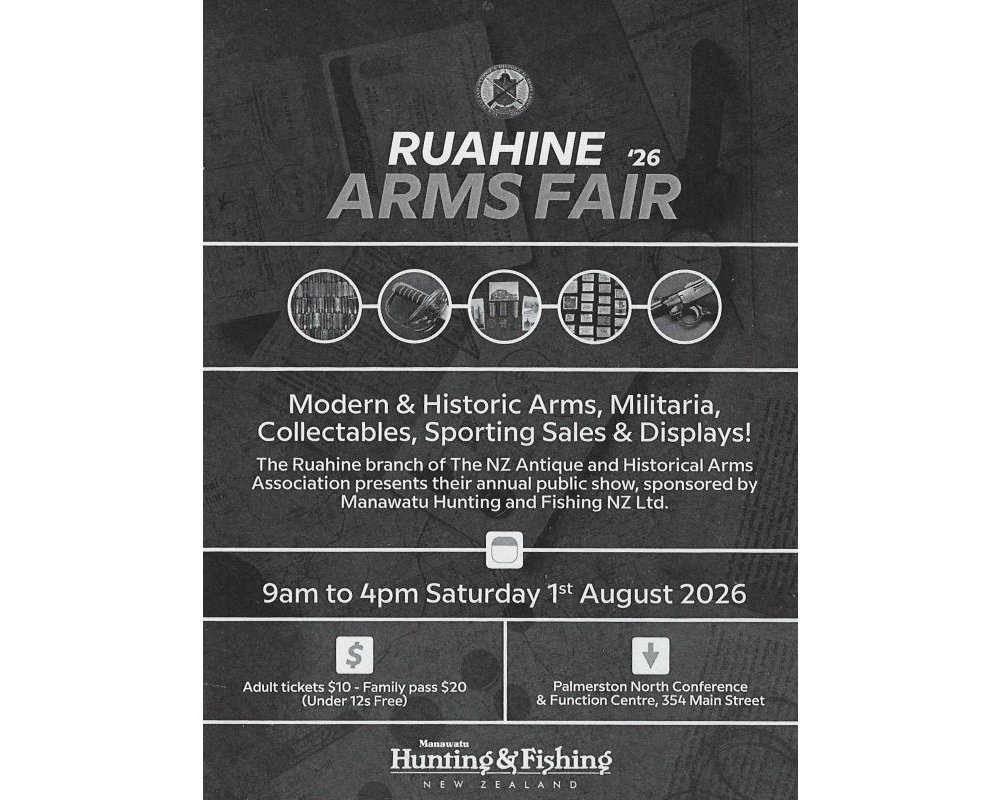 RUAHINE ARMS FAIR THIS SATURDAY 1 AUGUST